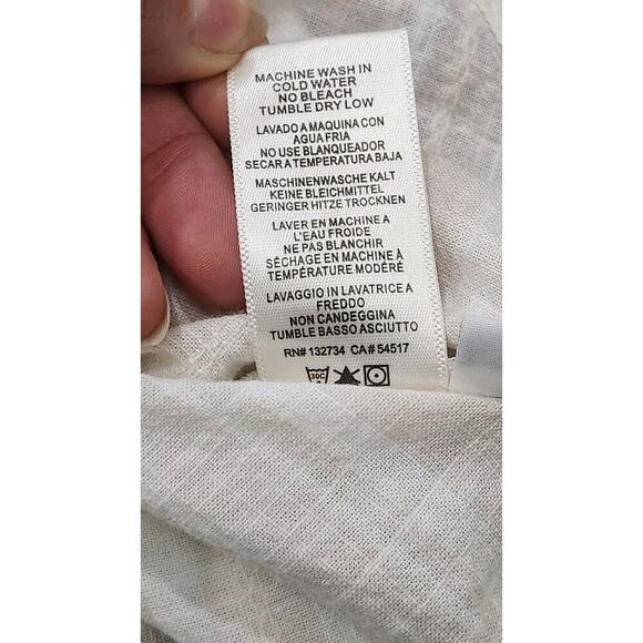 Anthropologie‎ Cloth & Stone Bow- tied chambray dress M White Tan Lined - Picture 8 of 10